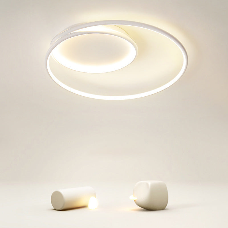 Single White Contemporary Flush Mount Lighting LED Unique Ceiling Light