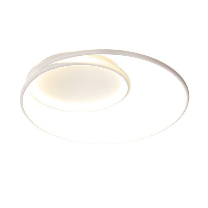 Single White Contemporary Flush Mount Lighting LED Unique Ceiling Light