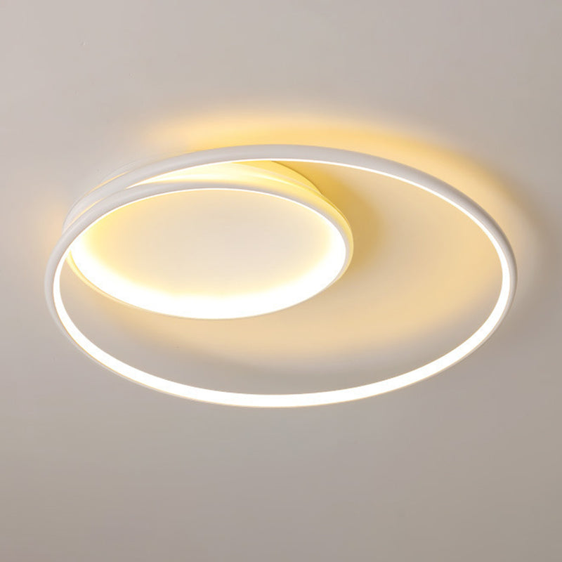 Single White Contemporary Flush Mount Lighting LED Unique Ceiling Light