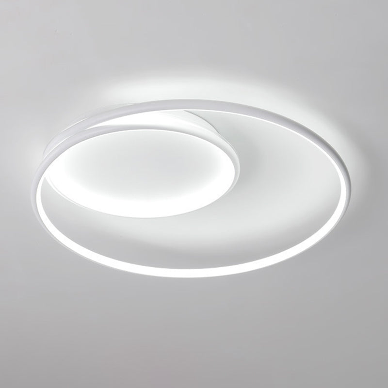 Single White Contemporary Flush Mount Lighting LED Unique Ceiling Light