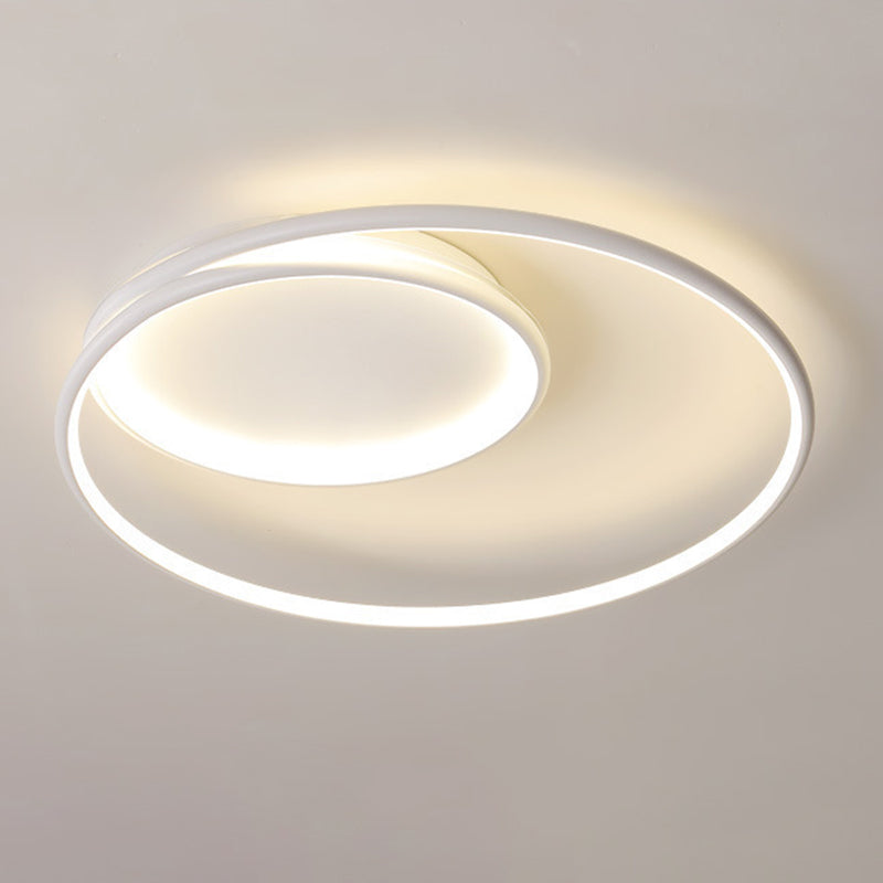 Single White Contemporary Flush Mount Lighting LED Unique Ceiling Light