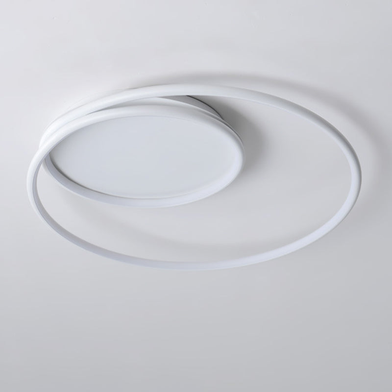 Single White Contemporary Flush Mount Lighting LED Unique Ceiling Light