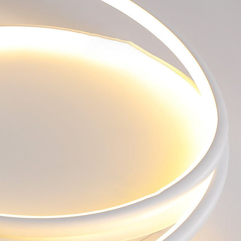 Single White Contemporary Flush Mount Lighting LED Unique Ceiling Light