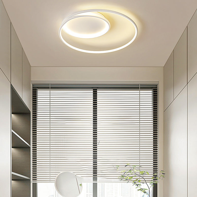 Single White Contemporary Flush Mount Lighting LED Unique Ceiling Light