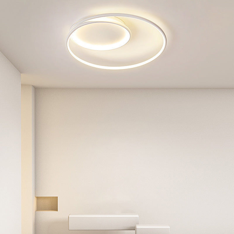 Single White Contemporary Flush Mount Lighting LED Unique Ceiling Light