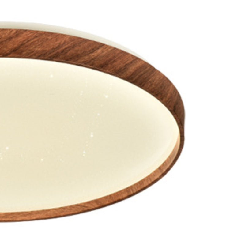 Iron LED Ceiling Flush Modern Round Flush Mount in Wood Color