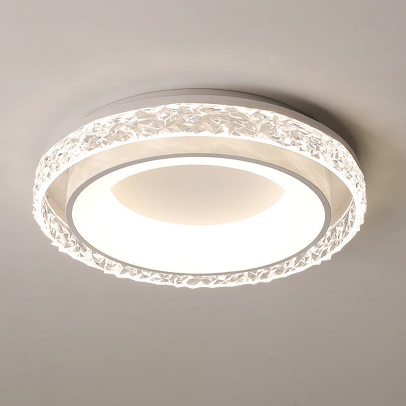 Metal and Acrylic Flush Round LED Contemporary Ceiling Flush Mount in White & Clear