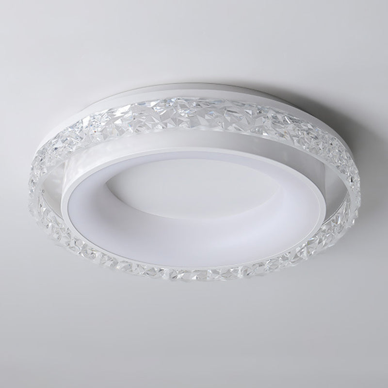 Metal and Acrylic Flush Round LED Contemporary Ceiling Flush Mount in White & Clear