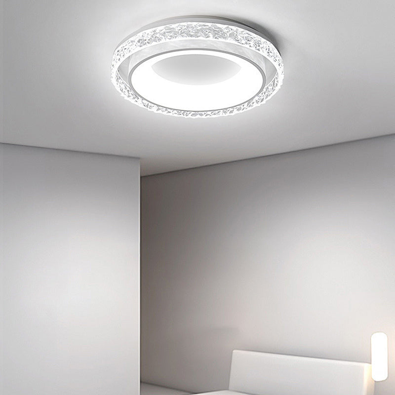 Metal and Acrylic Flush Round LED Contemporary Ceiling Flush Mount in White & Clear