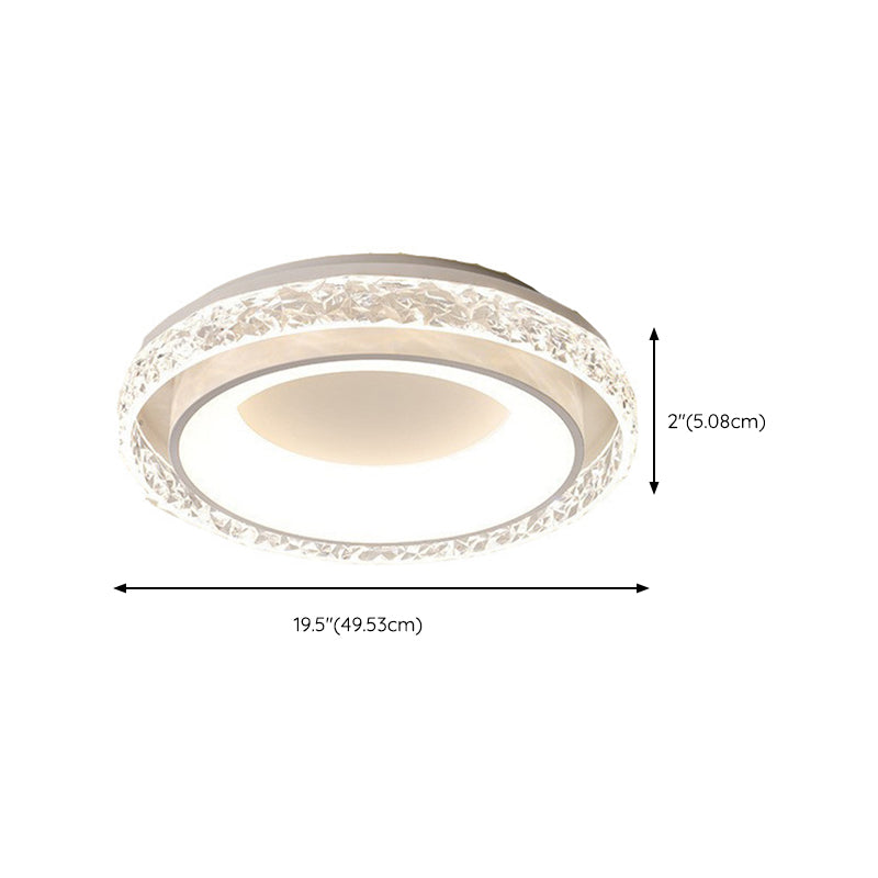 Metal and Acrylic Flush Round LED Contemporary Ceiling Flush Mount in White & Clear