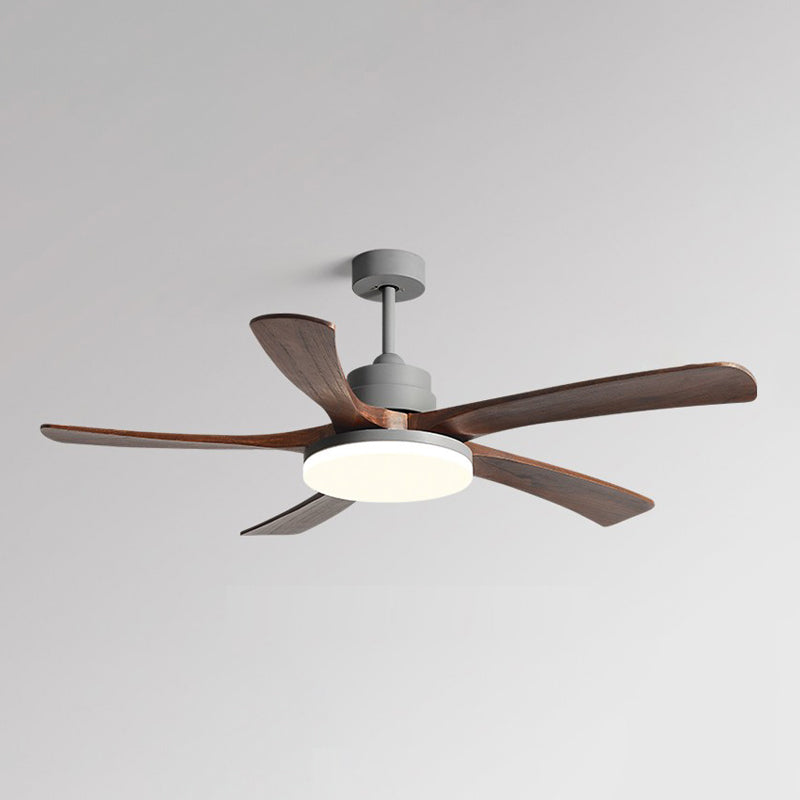 Nordic Style LED Ceiling Fan 5-Blade Fan Lighting with Wood for Living Room