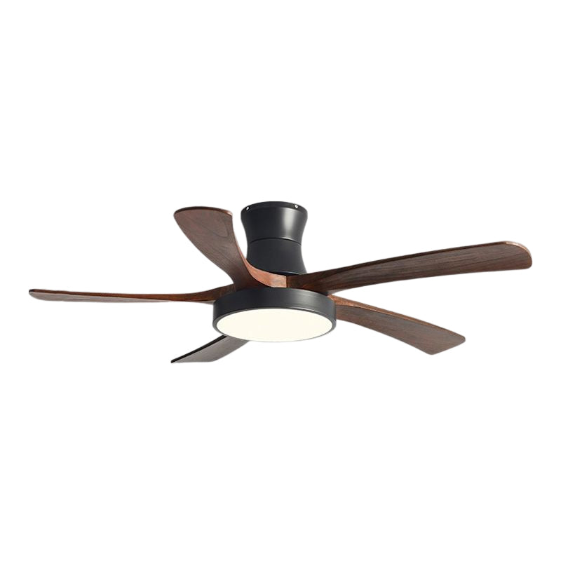 Nordic Style LED Ceiling Fan 5-Blade Fan Lighting with Wood for Living Room