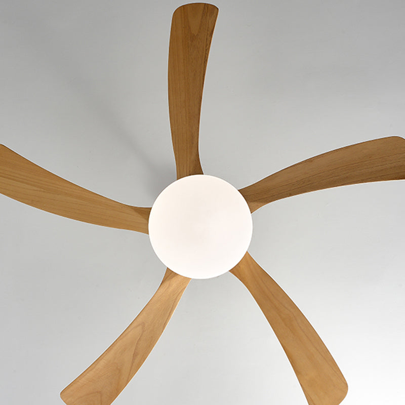 Nordic Style LED Ceiling Fan 5-Blade Fan Lighting with Wood for Living Room