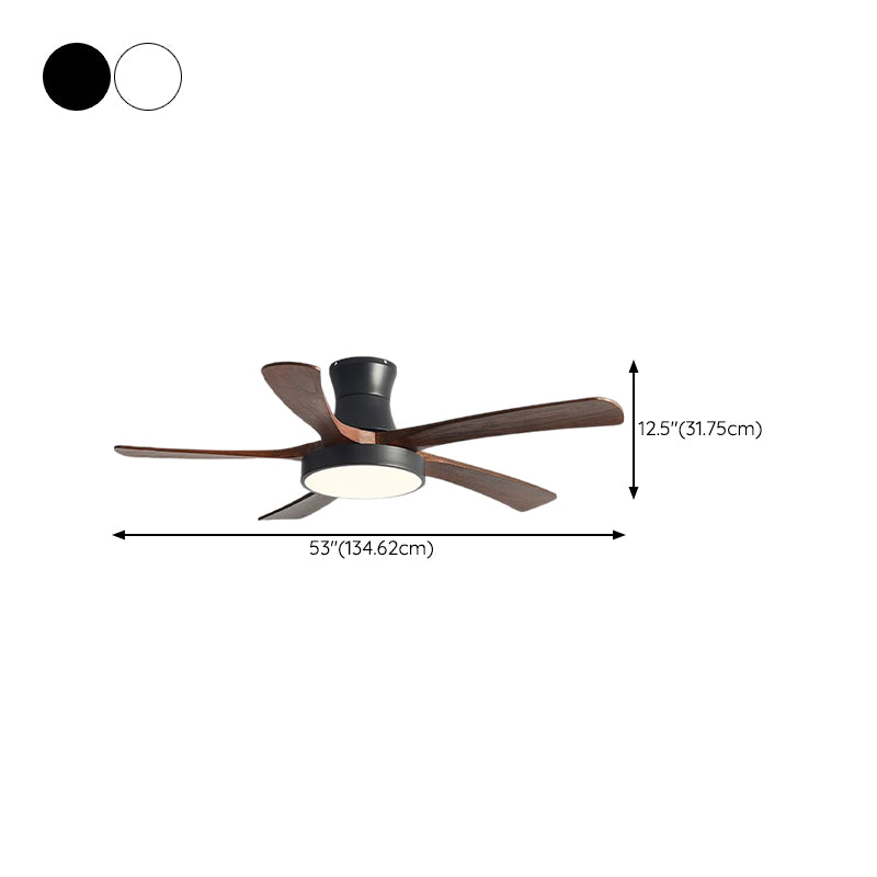 Nordic Style LED Ceiling Fan 5-Blade Fan Lighting with Wood for Living Room