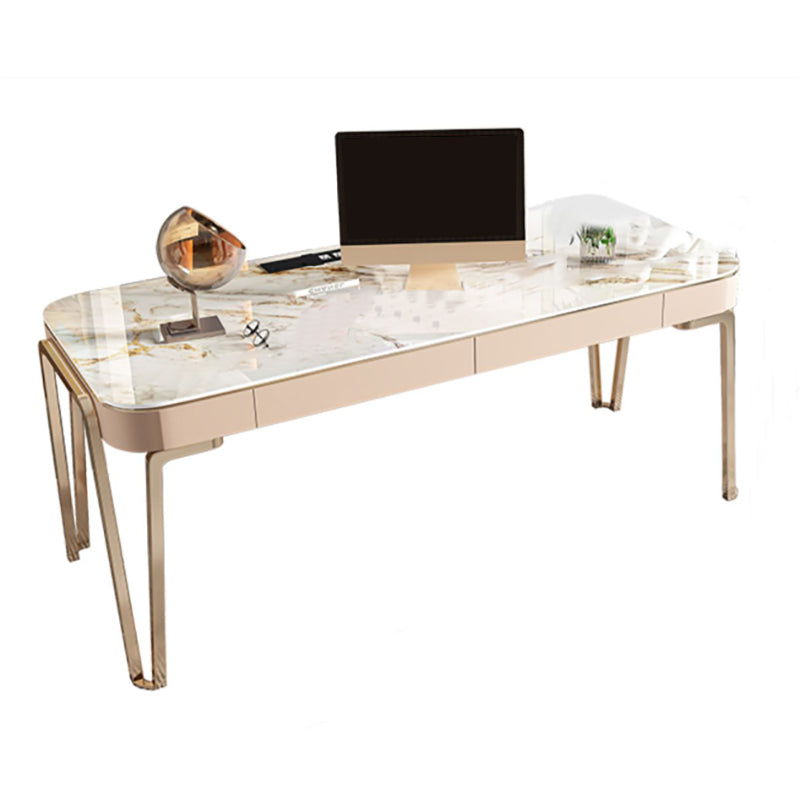 Modern Style Stone Office Desk Rectangular Shape Writing Desk with 4-Legs for Office