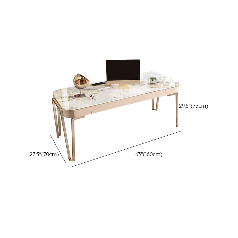 Modern Style Stone Office Desk Rectangular Shape Writing Desk with 4-Legs for Office