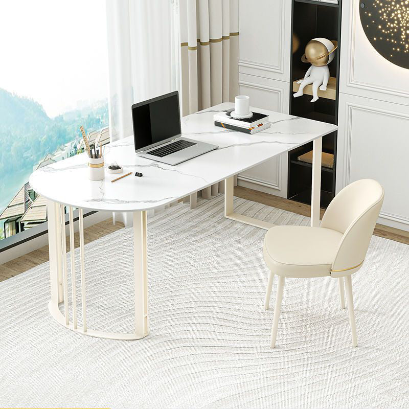 Modern Style Stone Writing Desk Irregular Shape Writing Table with 2-Legs for Home