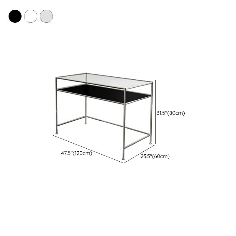 Modern Style Glass Writing Desk Rectangular Shape Office Table for Home