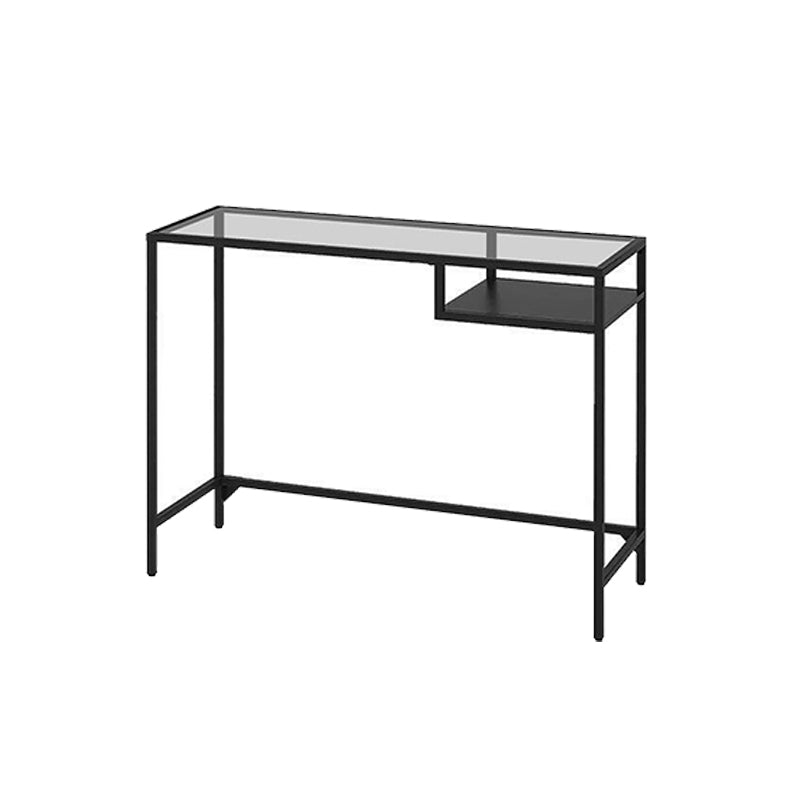 Modern Style Glass Writing Desk Rectangular Shape Office Table with 2-Legs for Home