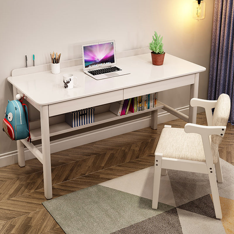 Modern Style Wooden Writing Desk Rectangular Shape Task Table with 2-Legs for Home