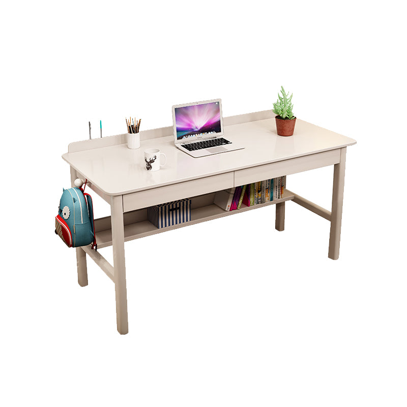 Modern Style Wooden Writing Desk Rectangular Shape Task Table with 2-Legs for Home