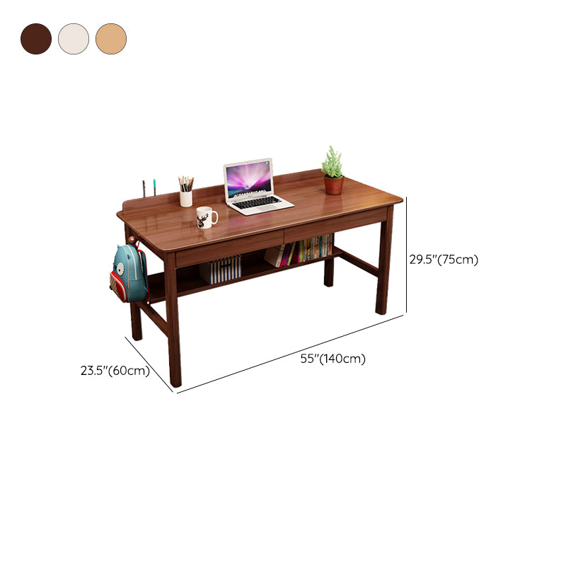 Modern Style Wooden Writing Desk Rectangular Shape Task Table with 2-Legs for Home