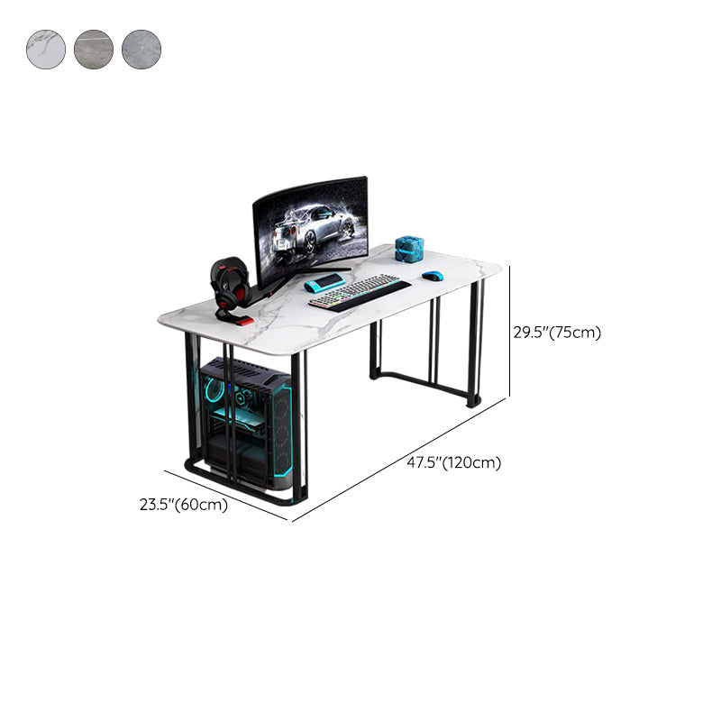 Modern Style Stone Computer Desk Rectangular Shape Writing Table with 2-Legs for Home