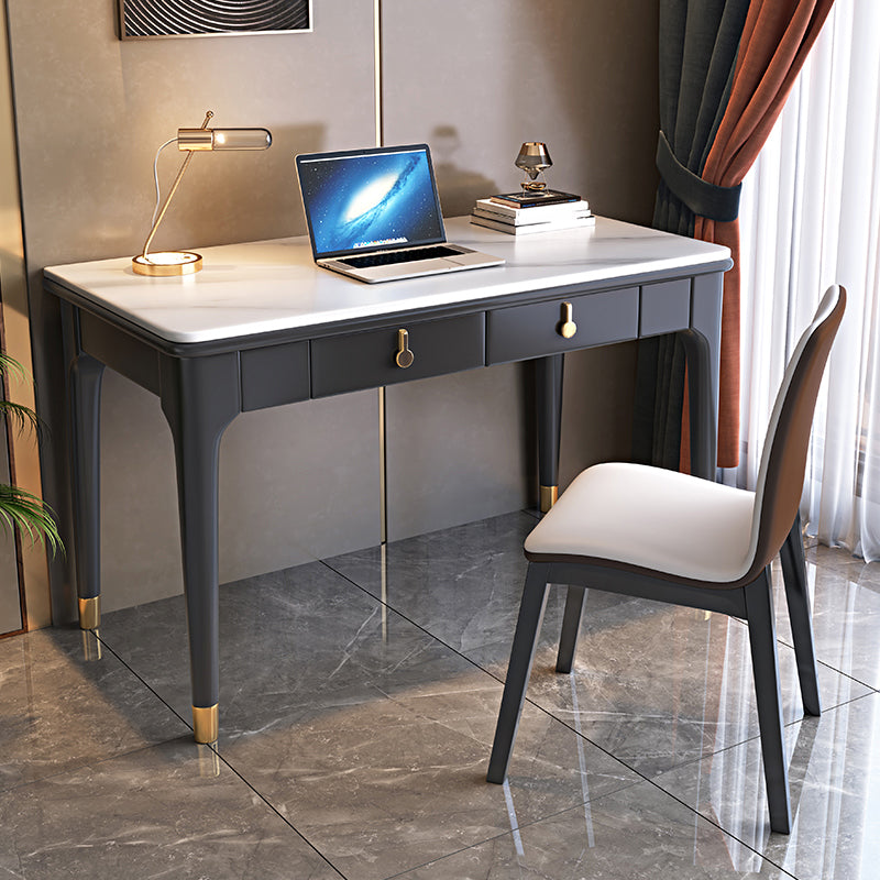 Modern Stone Top Office Desk Home Rectangle Writing Desk with 4-Legs