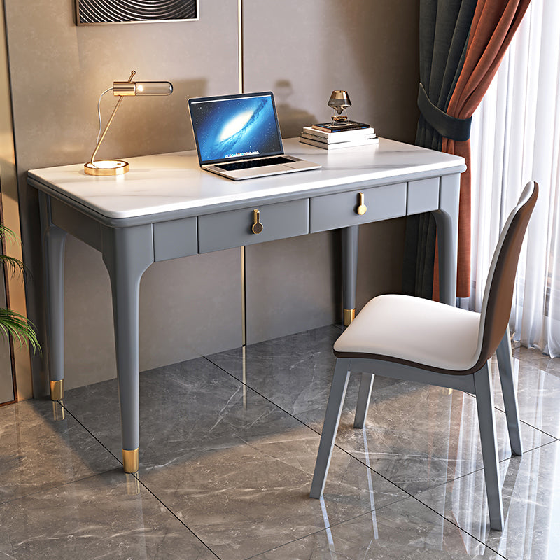 Modern Stone Top Office Desk Home Rectangle Writing Desk with 4-Legs