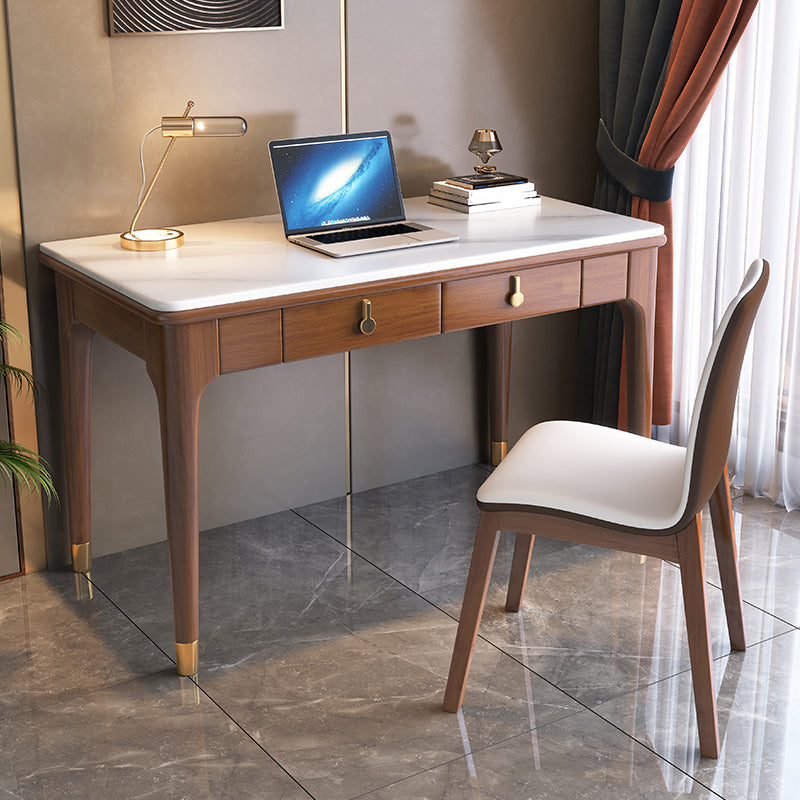 Modern Stone Top Office Desk Home Rectangle Writing Desk with 4-Legs