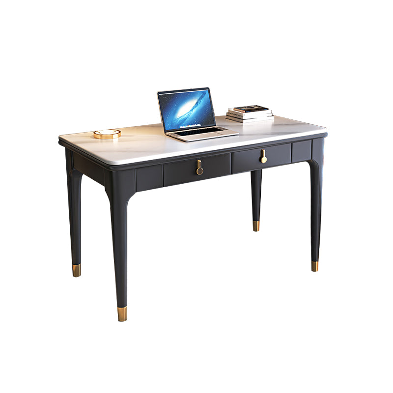 Modern Stone Top Office Desk Home Rectangle Writing Desk with 4-Legs