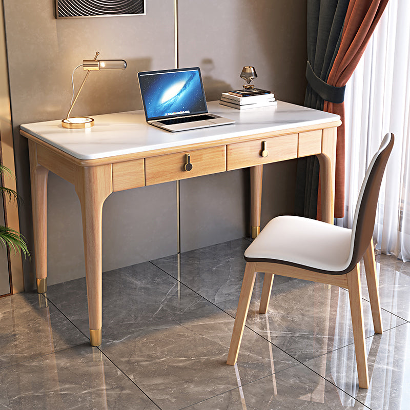 Modern Stone Top Office Desk Home Rectangle Writing Desk with 4-Legs