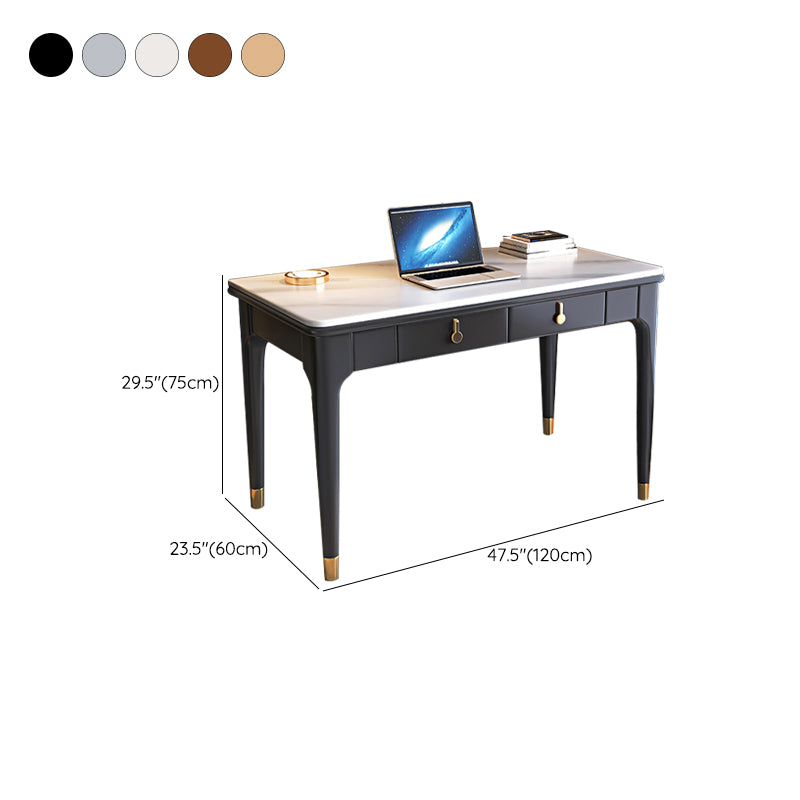 Modern Stone Top Office Desk Home Rectangle Writing Desk with 4-Legs