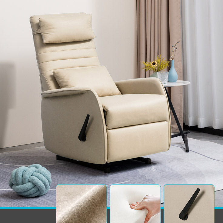 Manual-Handle Rocker Standard Recliner Solid Color Faux Leather Recliner Chair