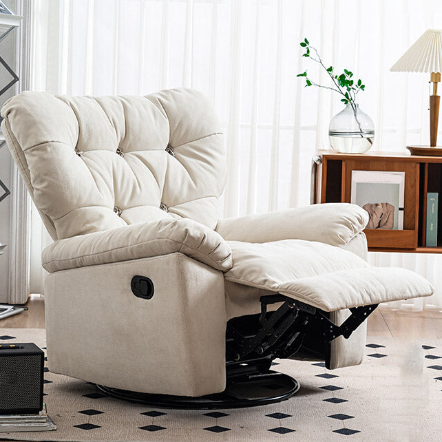 Swivel Rocker Standard Recliner Solid Color Faux Leather Recliner Chair with Tufted Back