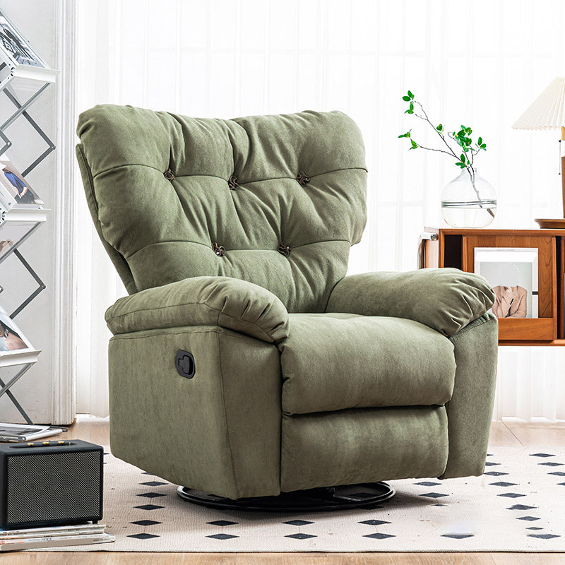 Swivel Rocker Standard Recliner Solid Color Faux Leather Recliner Chair with Tufted Back