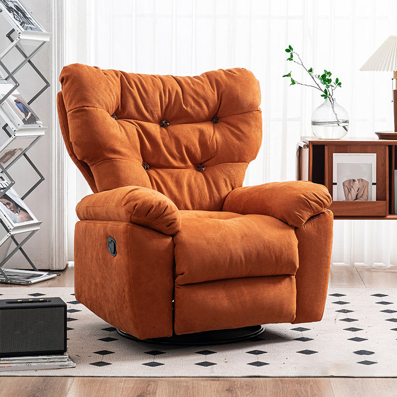 Swivel Rocker Standard Recliner Solid Color Faux Leather Recliner Chair with Tufted Back