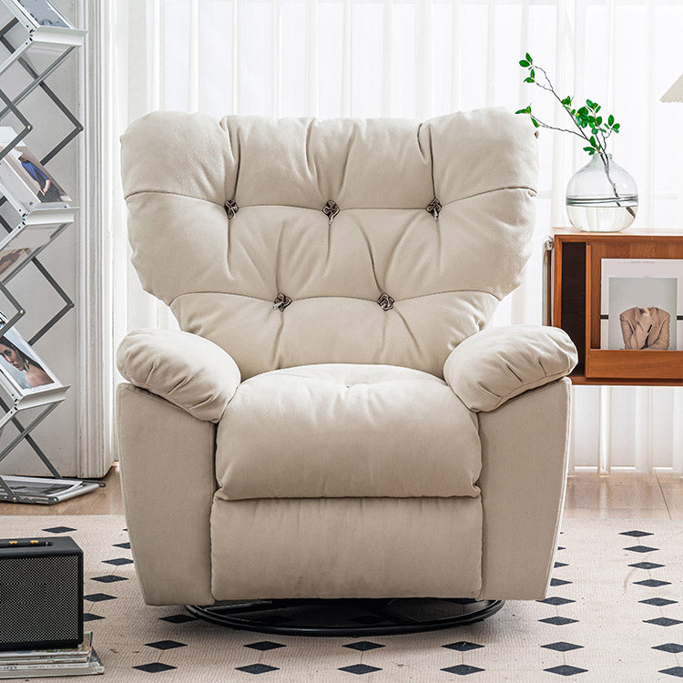 Swivel Rocker Standard Recliner Solid Color Faux Leather Recliner Chair with Tufted Back
