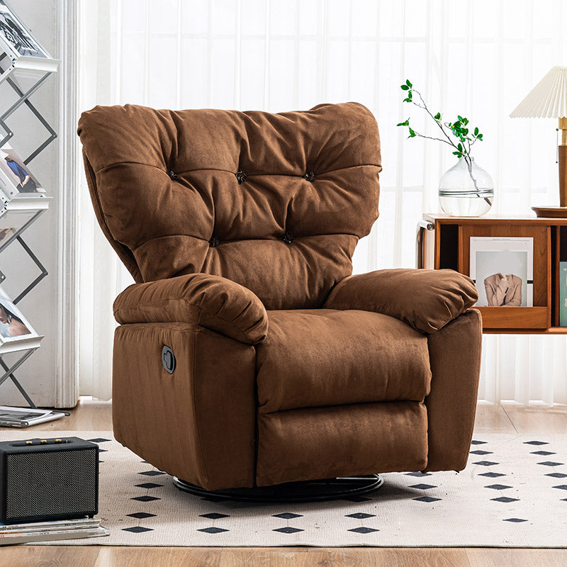 Swivel Rocker Standard Recliner Solid Color Faux Leather Recliner Chair with Tufted Back