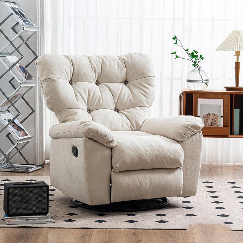 Swivel Rocker Standard Recliner Solid Color Faux Leather Recliner Chair with Tufted Back