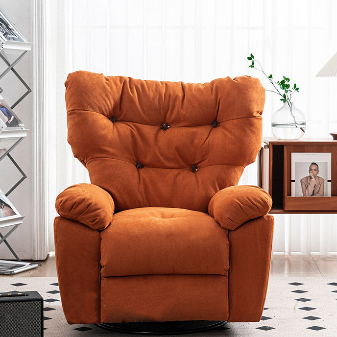 Swivel Rocker Standard Recliner Solid Color Faux Leather Recliner Chair with Tufted Back