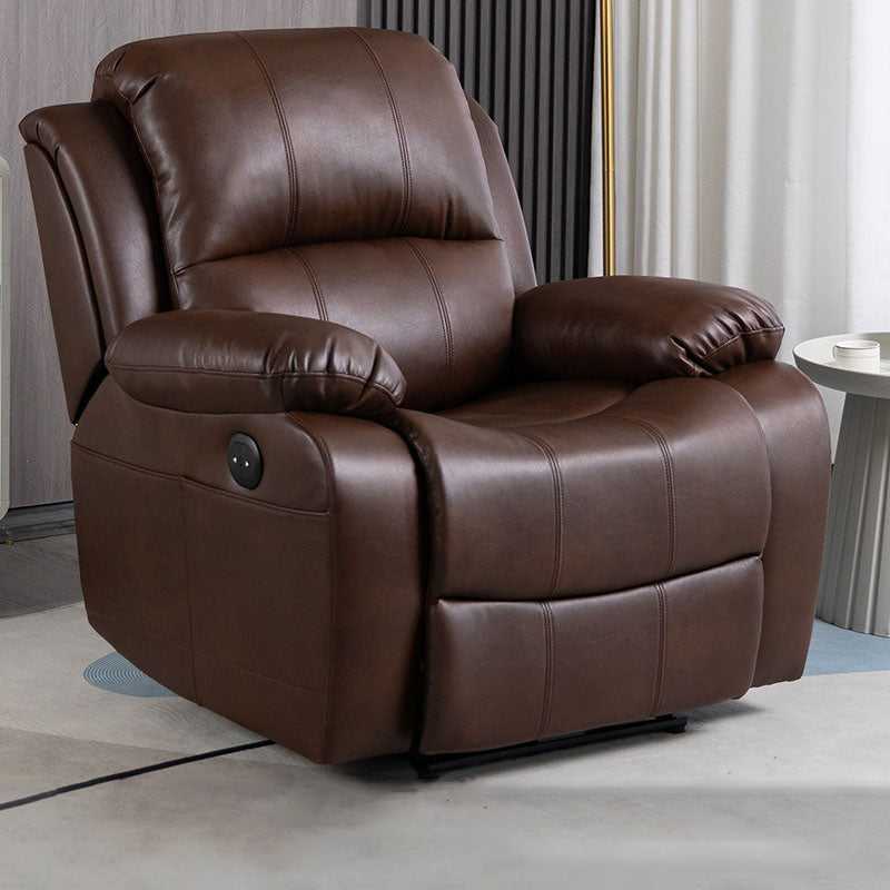 Glam Faux Leather Recliner Chair Solid Color Standard Recliner