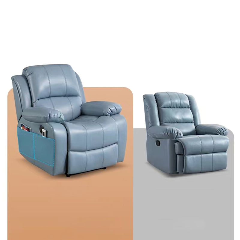 Glam Faux Leather Recliner Chair Solid Color Standard Recliner