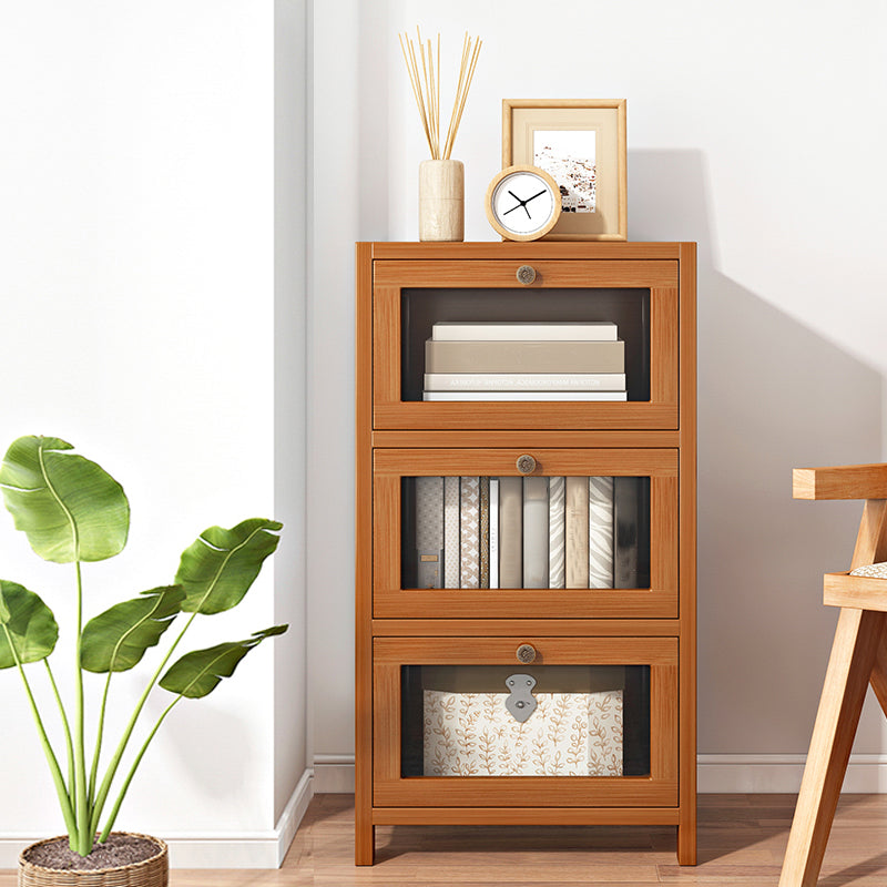 Modern Brown Accent Cabinet with Acrylic Doors Rectangle Cabinet