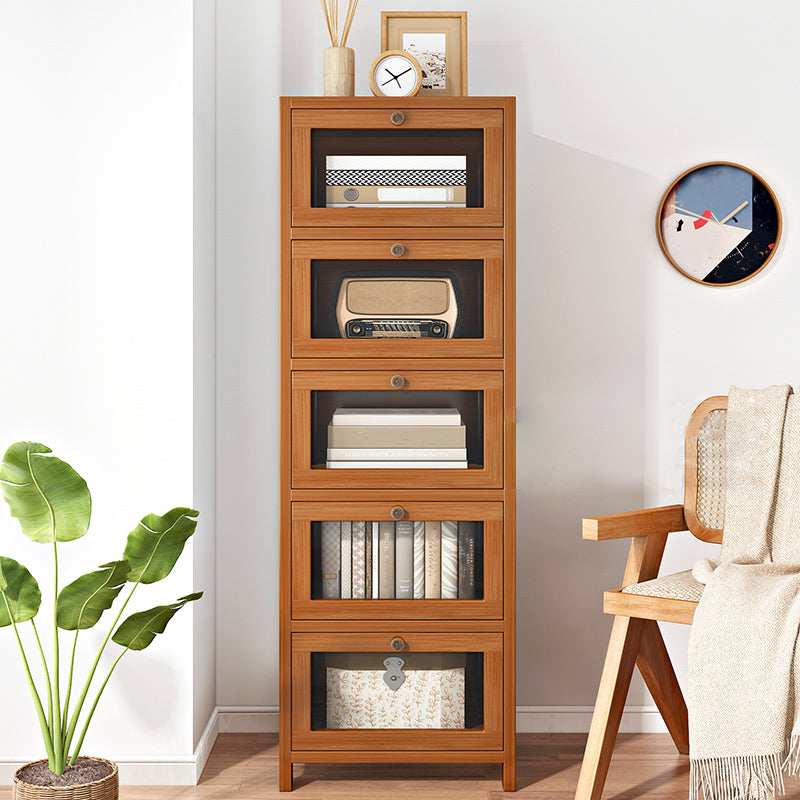 Modern Brown Accent Cabinet with Acrylic Doors Rectangle Cabinet