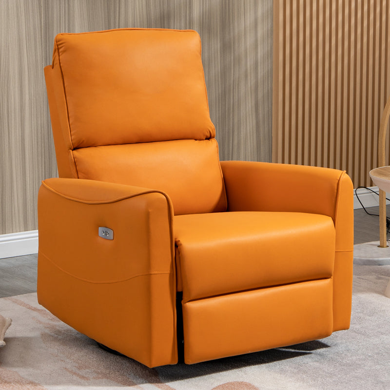 31.89" Wide Swivel Recliner Chair Faux Leather Recliner with Lumbar Support