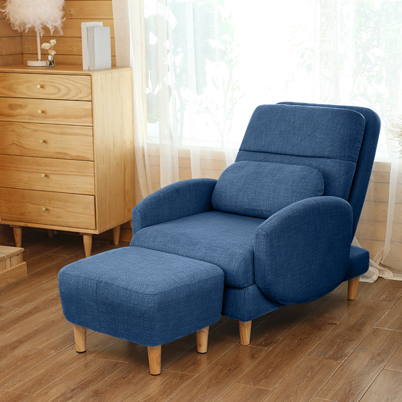 Linen Standard Recliner with Extended Footrest and Removable Cushions