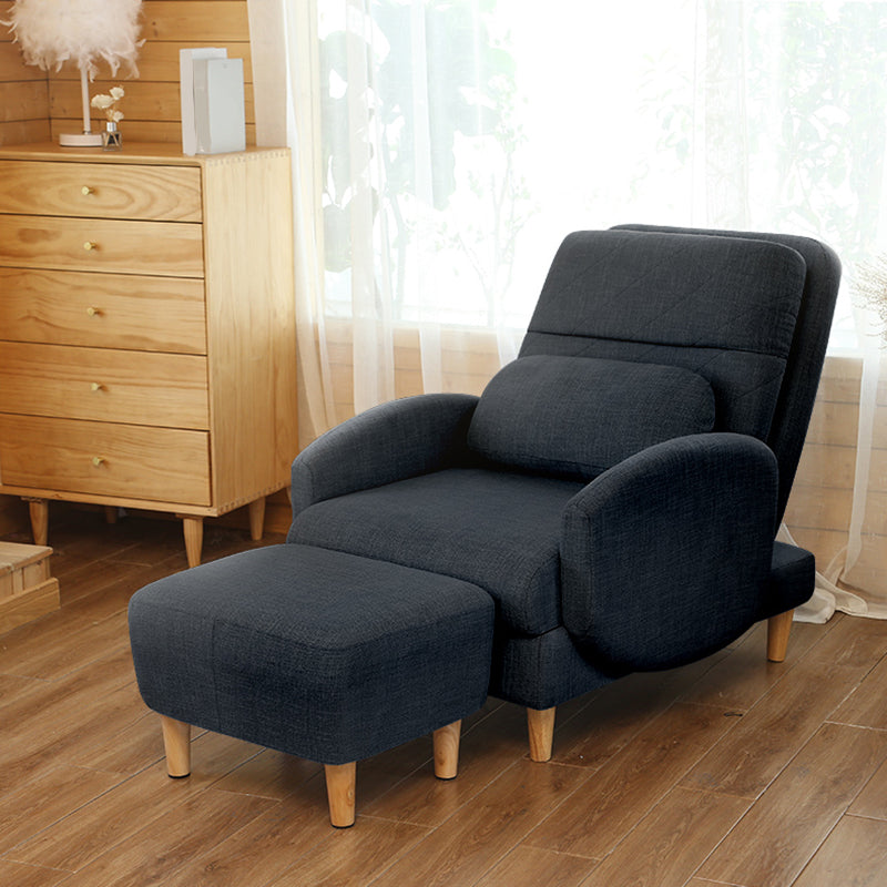 Linen Standard Recliner with Extended Footrest and Removable Cushions