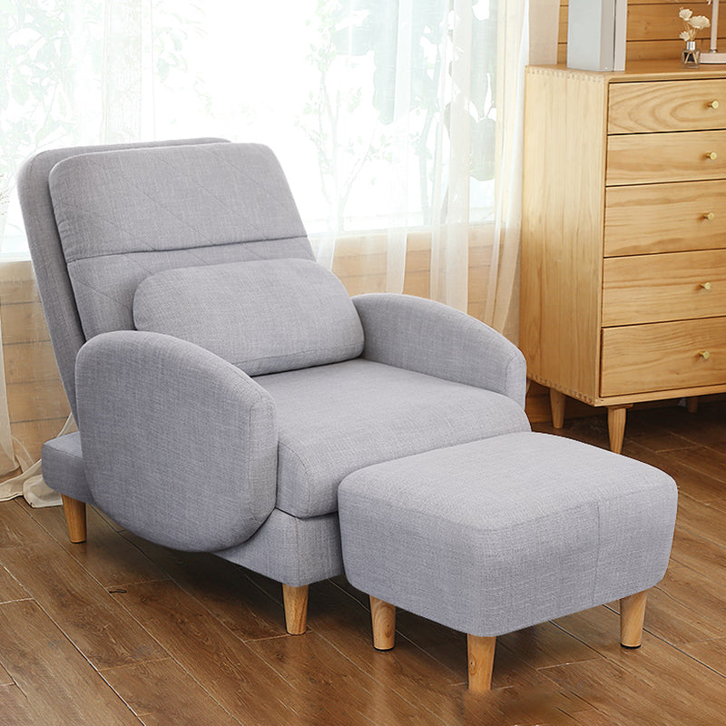 Linen Standard Recliner with Extended Footrest and Removable Cushions