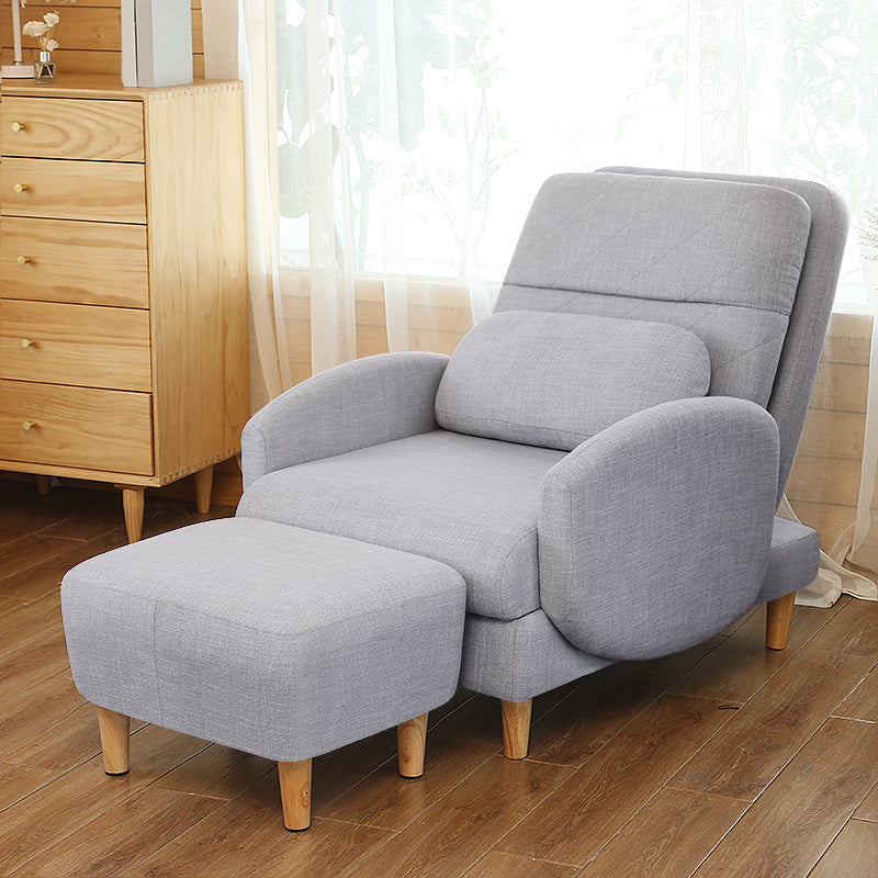 Linen Standard Recliner with Extended Footrest and Removable Cushions